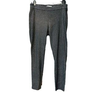 Nanette‎ Lepore Womens Size M Ankle Stretch Pants Black Silver Print